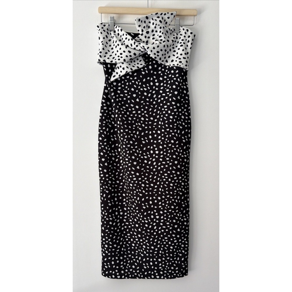 Top Shop Strapless Midi Dress Women Size 8 Black White NWT Bodycon Party Stretch